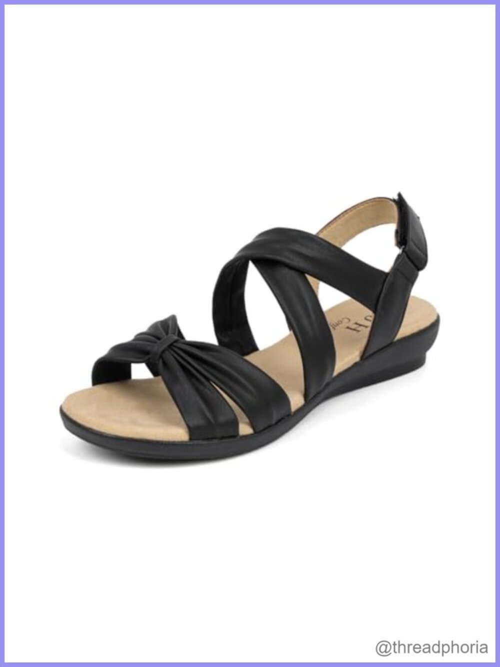 Faux Leather Criss-Cross Bow Flat Sandals Slip-On Comfort Walking Summer